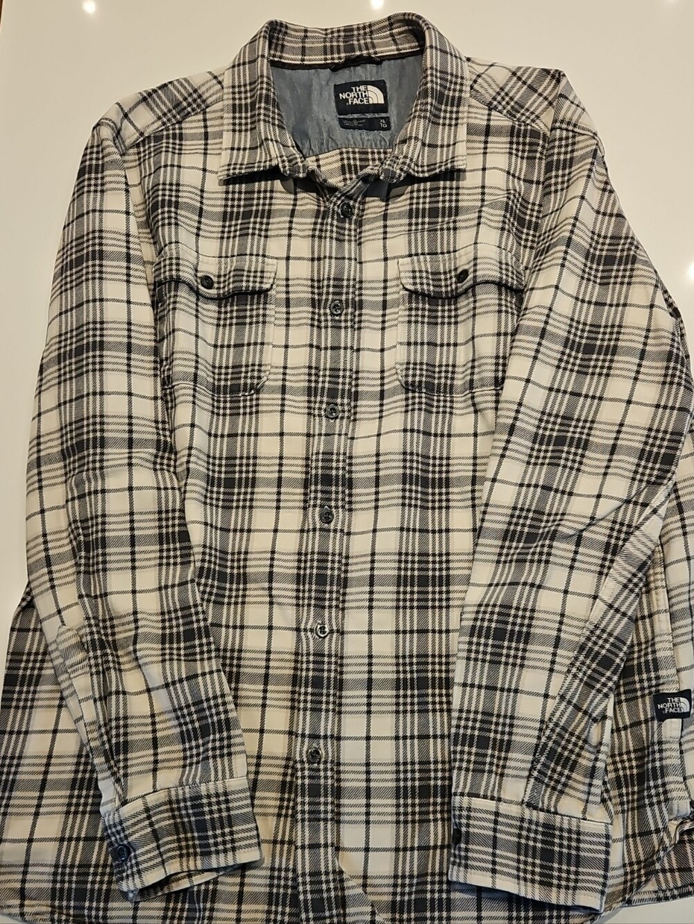 The North Face Gray & White Plaid Button-Front Shirt Jacket- Mens XL